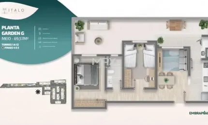 Apartamento com 2 quartos à venda no Jardim Abaeté, Piracicaba  por R$ 270.841