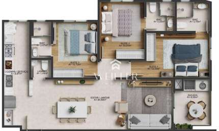 Apartamento com 3 dormitórios à venda, 104 m² por R$ 1.268.960,00 - Fazenda - Itajaí/SC