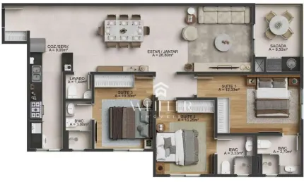 Apartamento com 3 dormitórios à venda, 107 m² por r$ 1.274.625,00 - fazenda - itajaí/sc