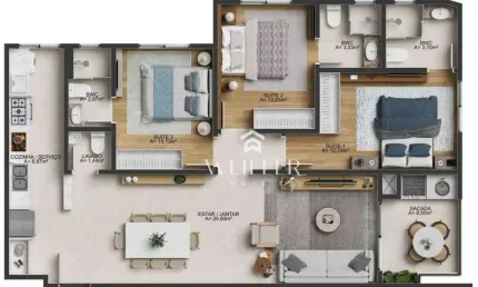 Apartamento com 3 dormitórios à venda, 104 m² por R$ 1.292.753,00 - Fazenda - Itajaí/SC