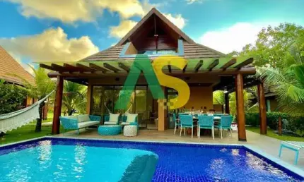 Bangalô de Luxo com Piscina Privativa, Mobiliado na Beira Mar da Praia dos Carneiros, 3 Quartos, 163m2