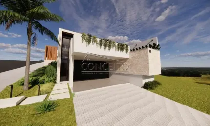 Casa semi térrea em construção no Condomínio Belmonte Piracicaba com 185 m² | 3 suítes, sendo 1 com closet e 4 vagas de garagem.