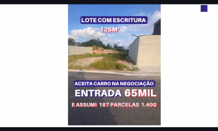 Vende lote 125m2 com escritura dentro do loteamento planejado Novo Badra em Suzano