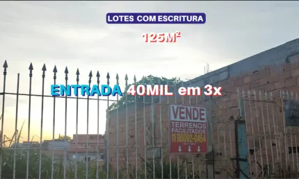 Vende Terreno 125m2 com escritura, Entrada 40mil , bairro Piratininga - Itaquaquecetuba - SP