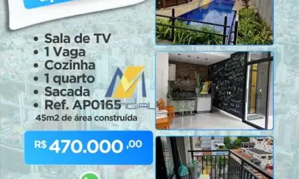 Apartamento com 1 quarto à venda no Campestre, Santo André , 45 m2 por R$ 450.000