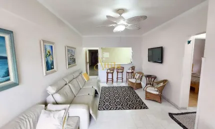 Apto 3 dorms., 300mts praia, sacada, 1 vaga, Enseada