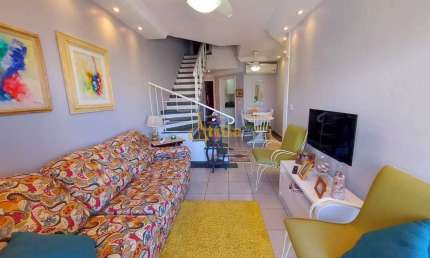 Cobertura decorada, 2 dorms, 200mts praia, região do Aquário