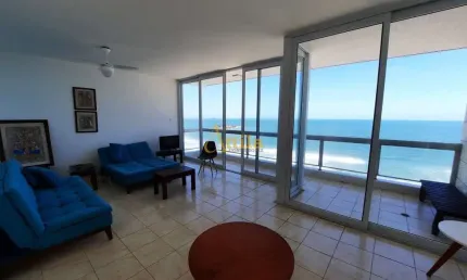 Apto 4 dorms., sacada, frente praia, 2 vagas, Pitangueiras
