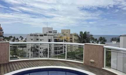 Cobertura com vista para o mar e Serra do Mar de 4 dormitórios