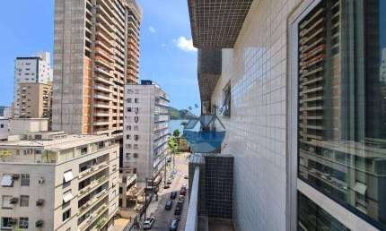 Apartamento Mobiliado para Locação,  Vista Mar, Sacada - Ponta da Praia, Santos
