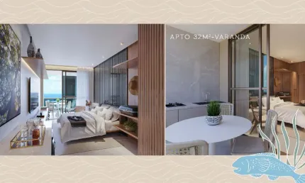 Apartamento 1 Quarto em Muro Alto - padrão Moura Dubeux