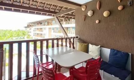 Excelente apartamento duplex mobiliado localizado na praia do cupe próximo à porto de galinhas, com 67,09m² de área útil