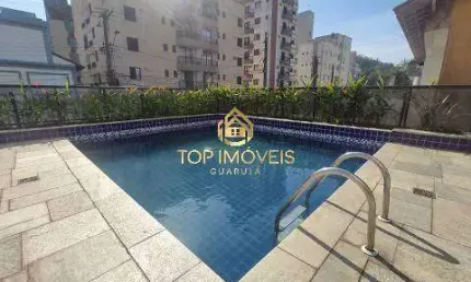 Apartamento 1 Dorm Piscina e Churrasqueira na Praia do Tombo - Guarujá SP