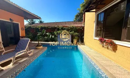 Ampla residência 5 suites com piscina na praia do tombo, guarujá sp