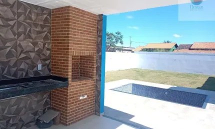 Ocean Vende: Jardim Atlântico, Casa, 3 quartos sendo 1 suíte com closet, piscina, área de gourmet.