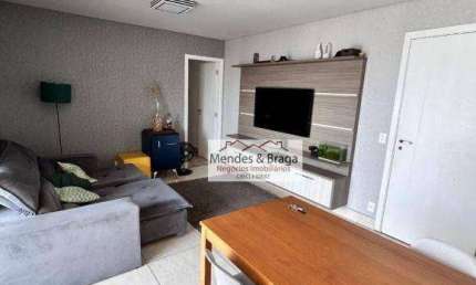 Apartamento com 2 dormitórios e 1 escritório   para alugar, 83 m² por R$ 5.519/mês - Centro - Guarulhos/SP