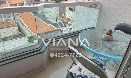 Apartamento Mobiliado com Suíte e 2 Vagas na Vila Alzira -  com Vista Livre