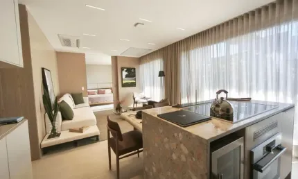 Apto Mobiliado c/82 metros, 1 dormitório, 1 súíte, lavabo, Varanda, 1 vg em Jardim Paulista - SP