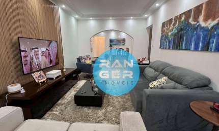 Apartamento na quadra da praia com vista mar, 3 dormitórios - Praia Grande/SP