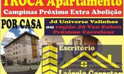 Apartamento Campinas / SP, VENDA ou PERMUTA POR Casa em Valinhos SP