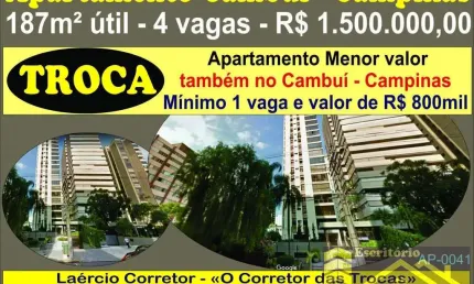 Apartamento para Venda em Campinas, Cambuí, 4 dormitórios, 3 suítes, 5 banheiros, 4 vagas