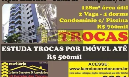 Apartamento Venda em Campinas SP, no bairro Nova Campinas Av. Norte Sul, 128m² AU, 2 vagas cobertas - R$ 700.000