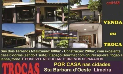Casa Venda em Rubinéia SP, 600m² de terreno, 280m² construção, Piscina, Espaço Gourmet