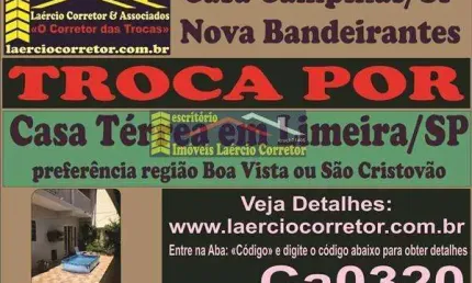 Casa para Venda em Campinas, Residencial Nova Bandeirante, 4 dormitórios, 1 suíte, 3 banheiros, 3 vagas