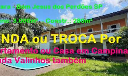 Chácara para Venda no bairro Centro, localizado na cidade de Bom Jesus dos Perdões / SP, Venda ou Troca Por Casa ou Apar