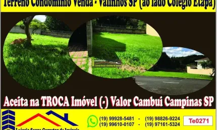 Terreno Condomínio 760m² Portal do Lago em Valinhos SP - R$ 1.050.000,00 Aceita TROCAS Imoveis Cambui