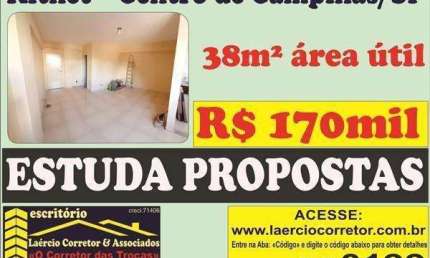 KitNet à Venda Centro de CAmpinas SP, 38m² AU - R$ 170.000,00