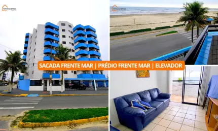 Apartamento com sacada frente mar | Prédio com elevador
