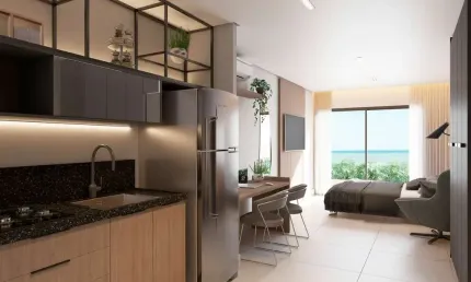 Invista na beira-mar do Bessa em João Pessoa. Flats de a partir de 27m² com opções frente para o mar e garden. Entrega em Dez/26