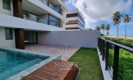 Frente mar, pé na areia, pronto pra morar! apartamento garden 3 suítes, terraço com piscina, à venda no jardim oceania, joão pessoa - paraíba.