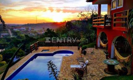 Casa à venda com 5.000 m² de área total, piscina aquecida, vista panorâmica ,4 dormitórios sendo 2 Suítes, - Parque Espelho  D Água - Jundiaí/SP