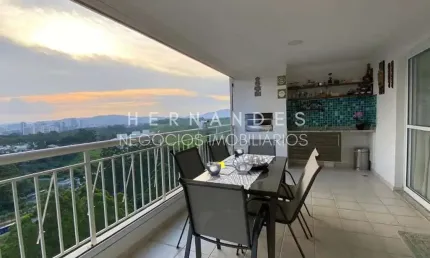 Apartamento de luxo no Centro Empresarial Tamboré em Santana de Parnaíba-SP: 3 quartos, 3 suítes, 3 salas, 4 banheiros, 3 vagas, 158m².