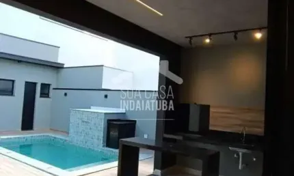 Casa nova com 3 suítes, piscina e escritório no Residencial Milano em Indaiatuba