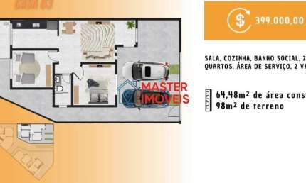 Casa com 2 quartos à venda na Curios, Masterville, Sarzedo por R$ 399.000