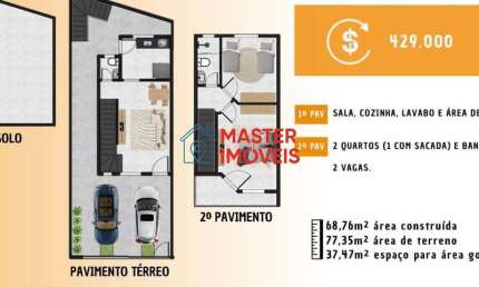 Casa com 2 quartos à venda na Andorinhas, Masterville, Sarzedo por R$ 429.000