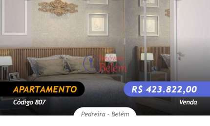 Apartamento na planta de 57,37 m² com 3 quartos na Pedreira
