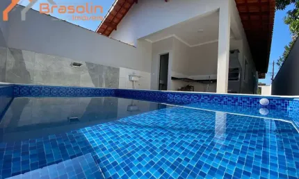 Casa nova 3 dormitórios com piscina, Campos Elíseos - Itanhaém.