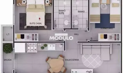 APARTAMENTO à venda, 2 quartos, 1 suíte, 1 vaga, Santa Mônica - Uberlândia/MG