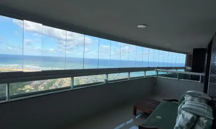 Apartamento para locação em patamares com 4 suites vista mar e mobiliado