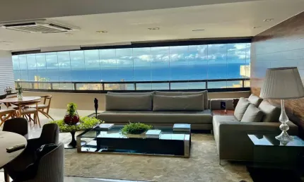 Cobertura a venda no pituba ville com 4 suites mobiliada com vista mar de alto luxo