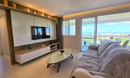 Apartamento a venda no ludco greenville com 3 suites vista mar e varanda gourmet em patamares