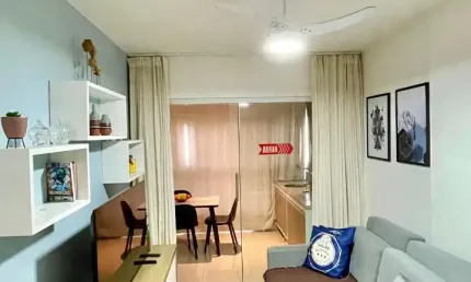 Apartamento a venda em armação quarto e sala mobiliado e varandão no 5º avenida