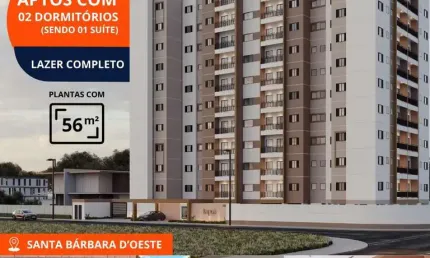 Imperdível: apartamento à venda em santa bárbara do oeste - sp, jardim itapuã, 2 quartos, 1 suíte, 2 salas, 2 banheiros, 1 vaga, 56m².