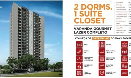 Apartamento à venda em Campinas-SP, São Bernardo: 2 quartos, 1 suíte, 2 salas, 2 banheiros, vaga de garagem - 56,67 m².