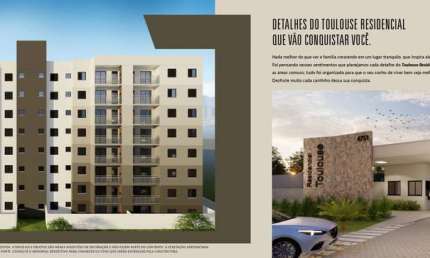 Residencial Toulouse, Apartamentos de 55m2 a 93m2, 2 e 3 Dormitórios, 0 ou 1 Suíte, Varanda Gourmet, Área de Lazer Completa