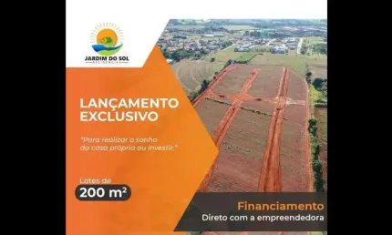 Lançamento Loteamento Jardim do Sol, Terrenos de 200m2, Lotes Residenciais e Comerciais, Ótima Localização